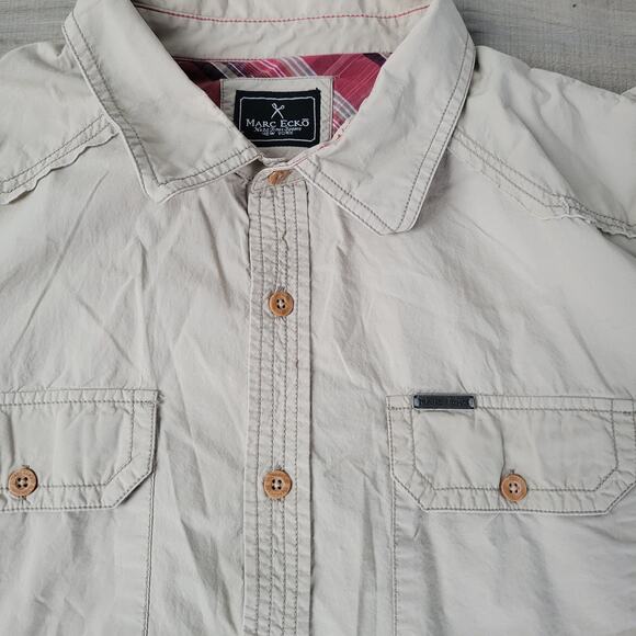 Marc Ecko Cut and Sew Vintage Beige Long Sleeve Button Up Shirt Men Sz XXL - Picture 7 of 16